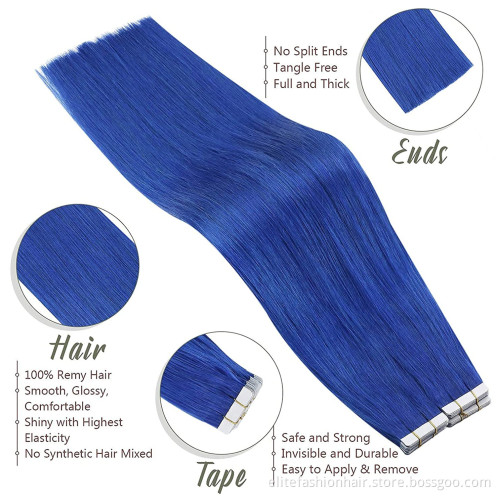 Colored High quality Human Hair Extensions Soft Straight Colored Remy Tape in human Hair Extensions tape weft hair extensions